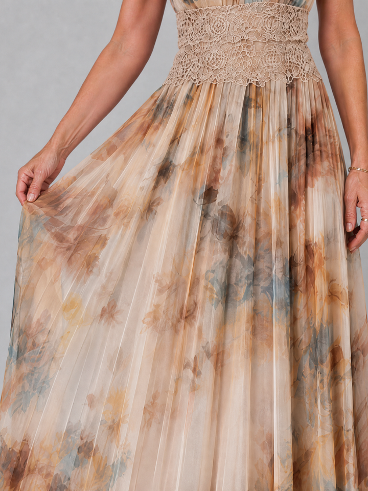 Elavenue | Robe Maxi Halter Taille en Dentelle