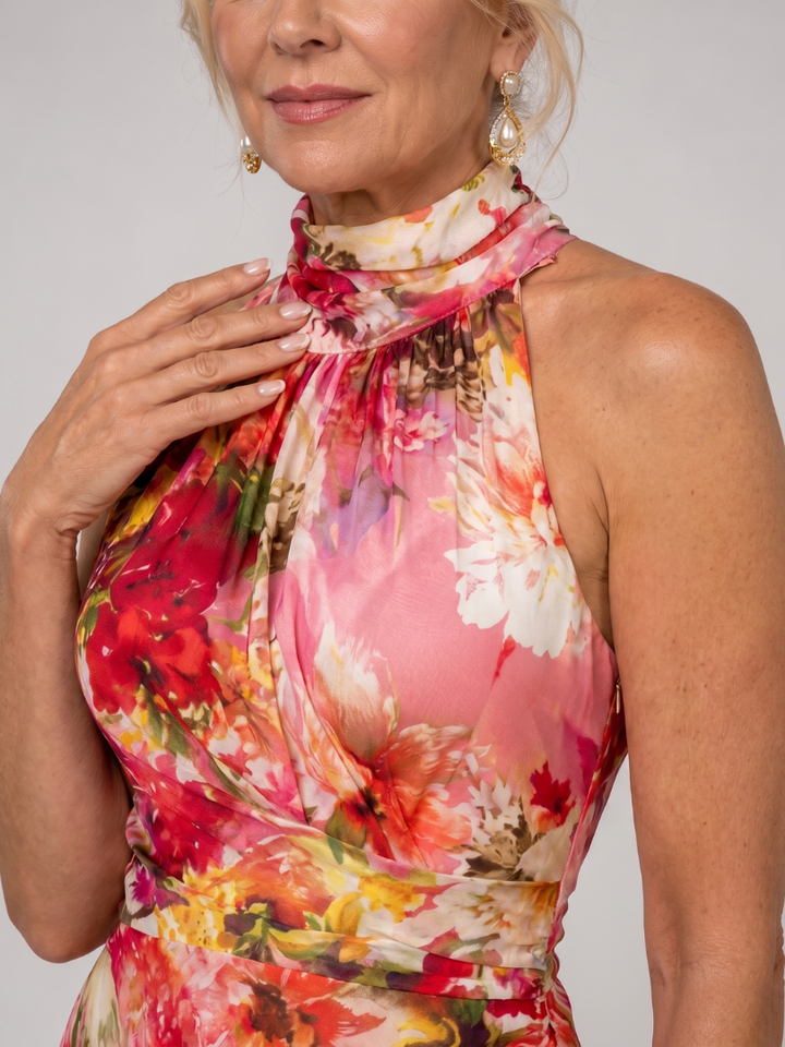Elisabetta | Robe Maxi Halter à Imprimé Floral