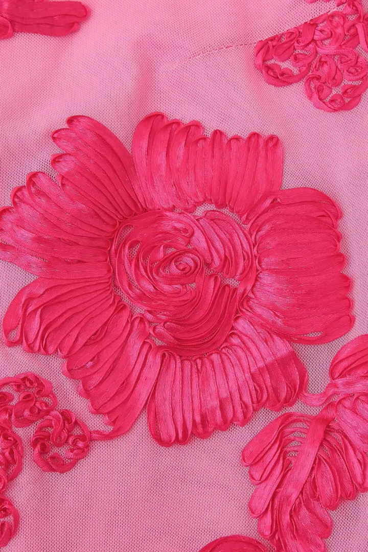 Robe Longue Florale Ajustée à Encolure Ronde