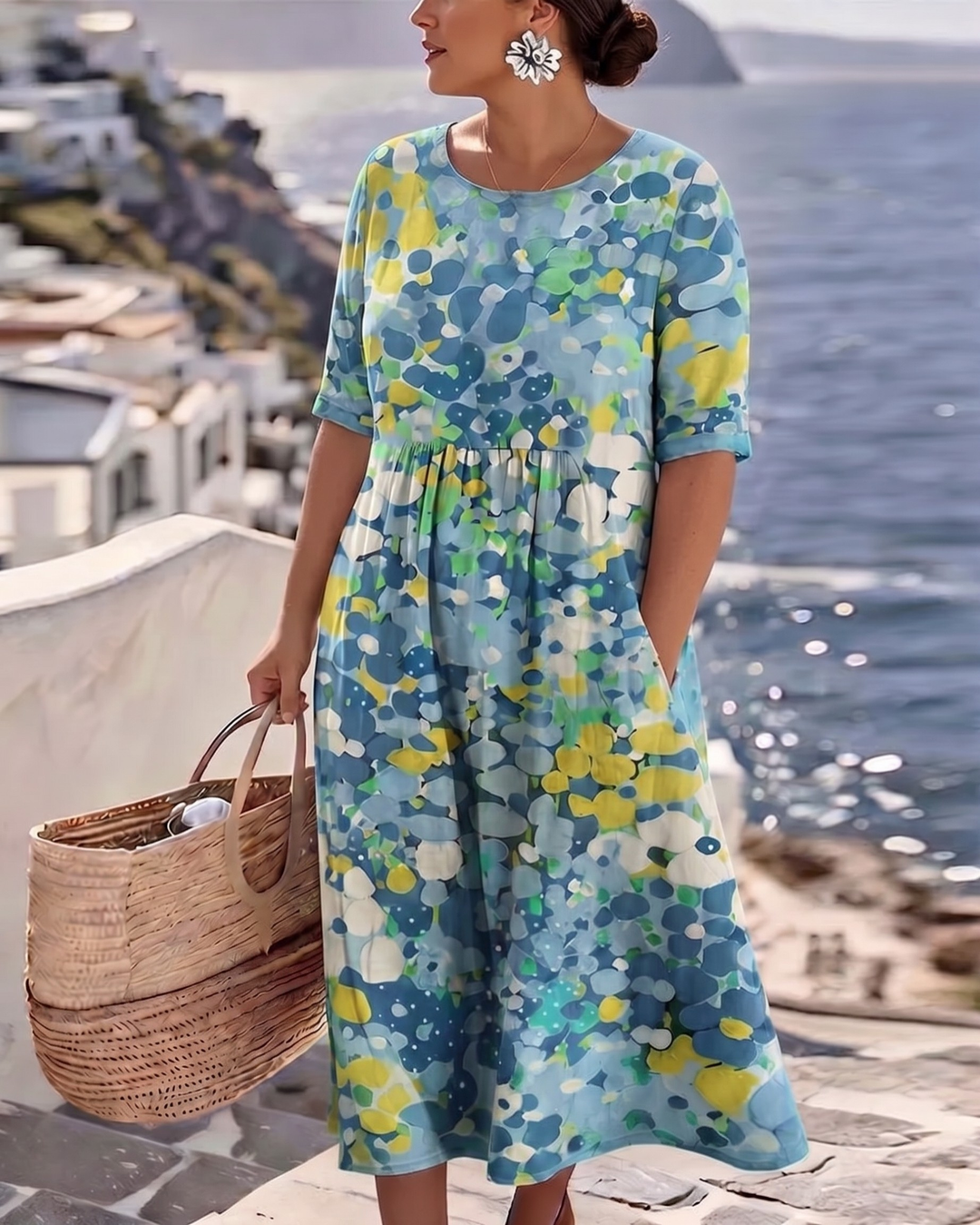 ELENA™ - ROBE MIDI D'ÉTÉ FLEURIE ÉLÉGANTE
