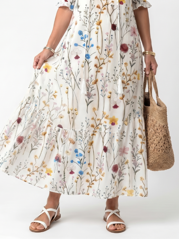 Sylvie | Robe Midi à Nouer Imprimé Botanique
