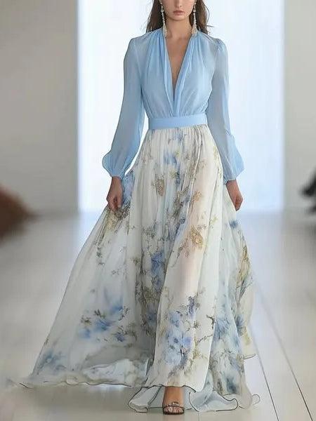 Madeleine | Robe maxi avec imprimé floral époustouflant et décolleté en V