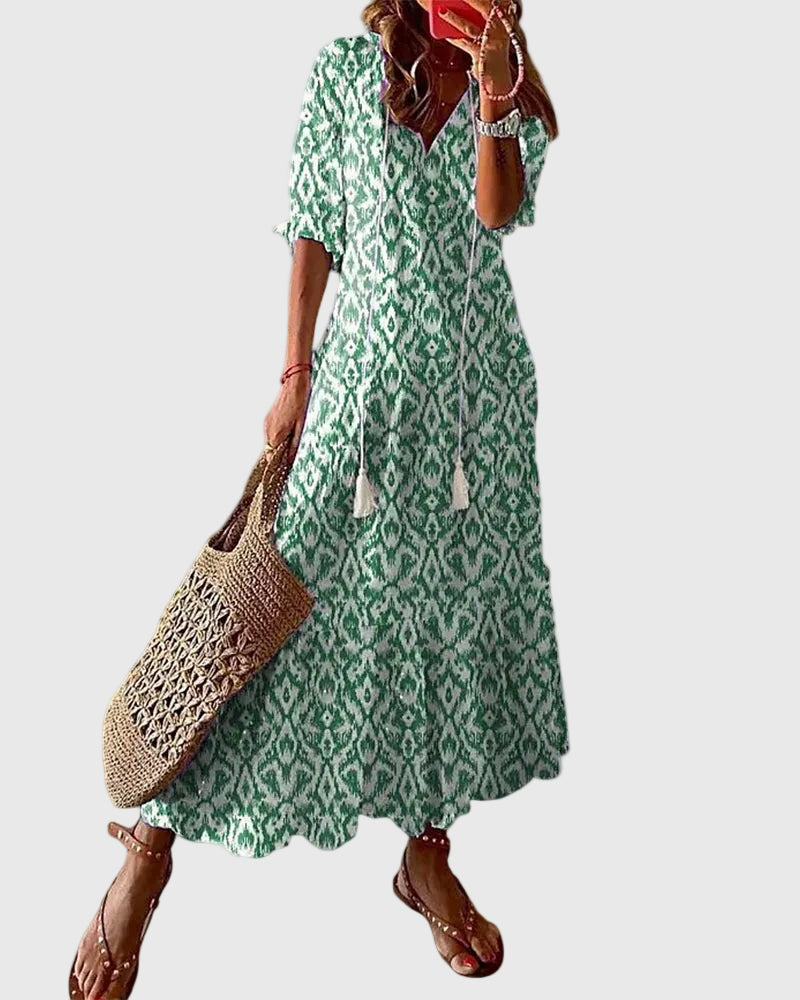 Ramona | Robe Longue Bohème Vintage d'Été