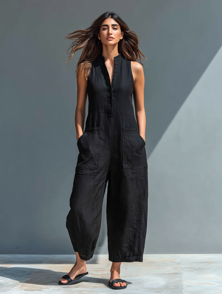 Vittoria | Combinaison minimaliste en lin noir