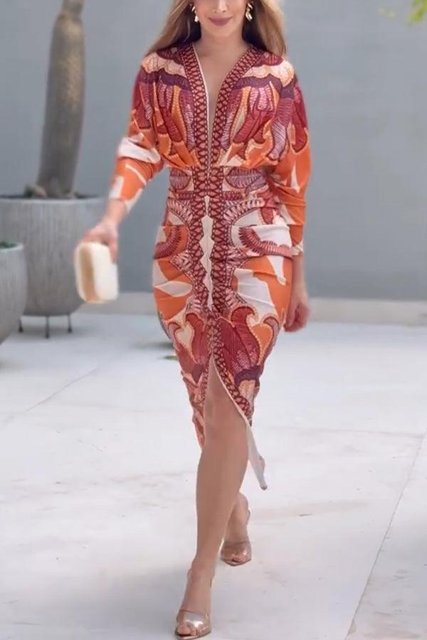 Eva | Robe Midi Dolman Imprimée Unique Sun Escape
