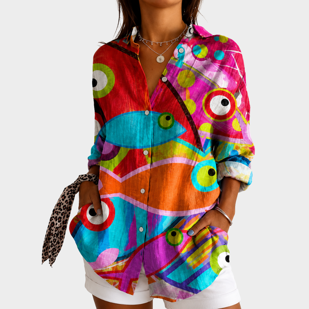 Blouse Artistique Mosaïque Vibrante