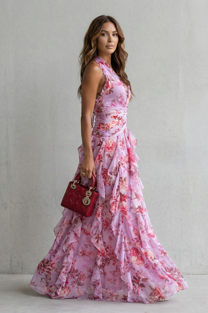 Bella | Robe longue à encolure halter