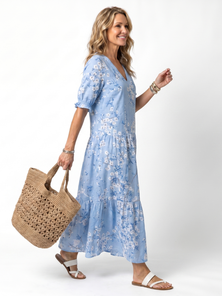 Alora | Robe Midi à Nouer Imprimé Floral