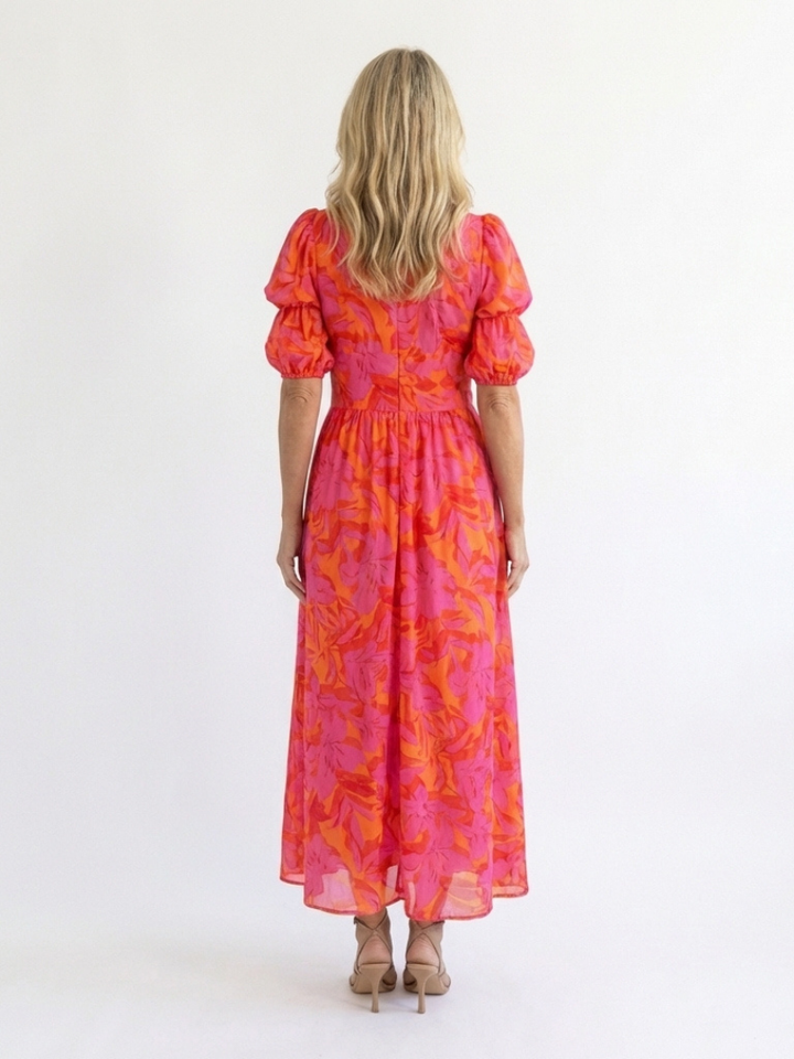 Willow | Robe Midi Florale Col V Manches Bouffantes