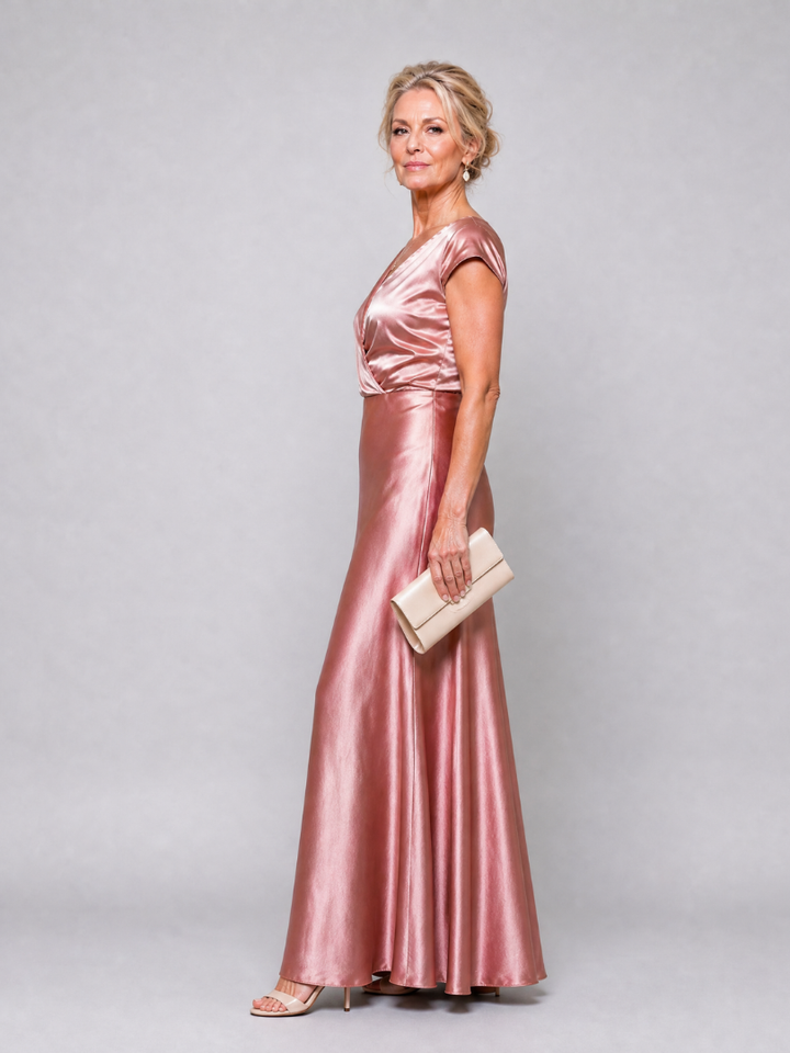Samouse | Robe Maxi Portefeuille À Manches Courtes