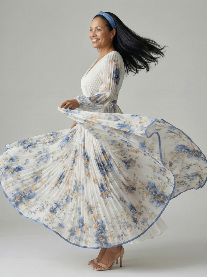 Rielle | Robe Midi Portefeuille Plissée