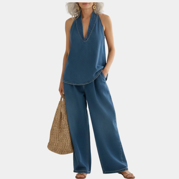 Ivy | Ensemble Coordonné en Denim Effet Vintage Lavé Doux