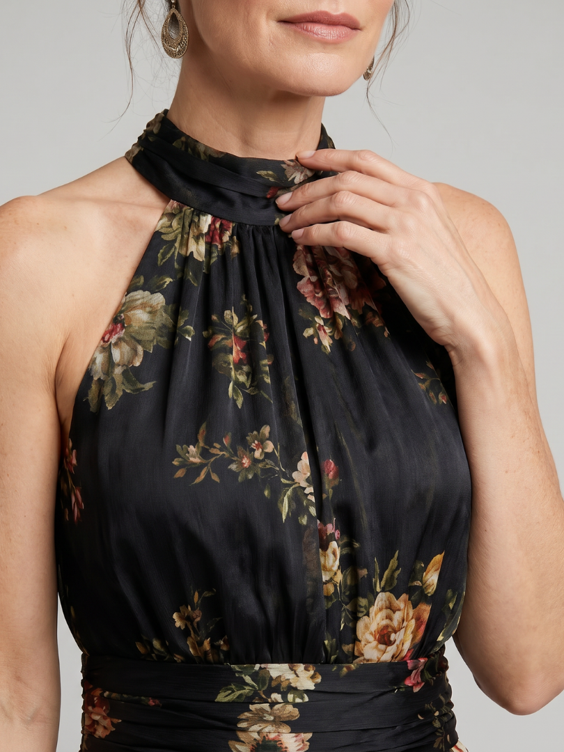 Sior - Robe midi dos nu à fleurs