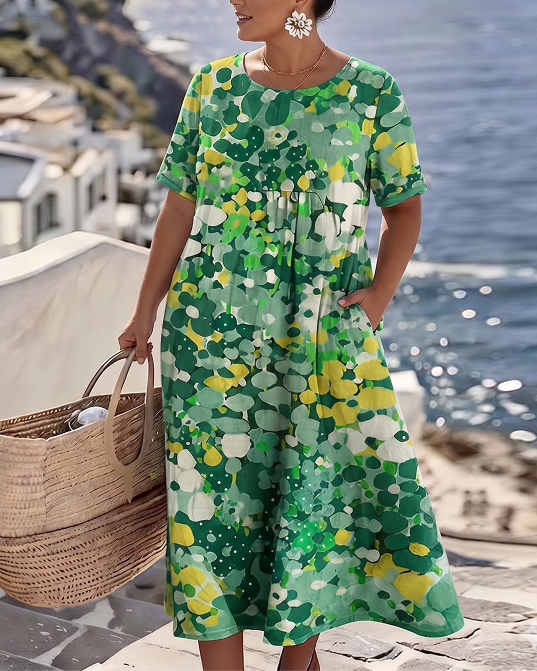 ELENA™ - ROBE MIDI D'ÉTÉ FLEURIE ÉLÉGANTE