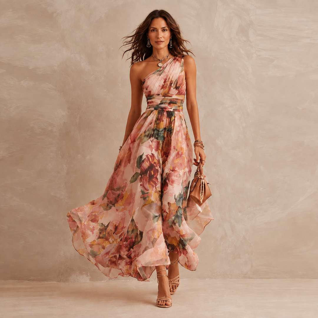 Celeste | Robe maxi fleurie à une épaule