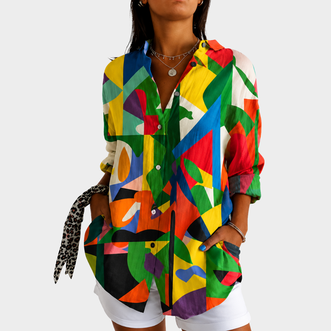 Blouse Artistique Éclaboussure de Couleurs