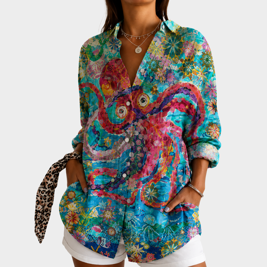 Blouse Artistique Floraison Océanique