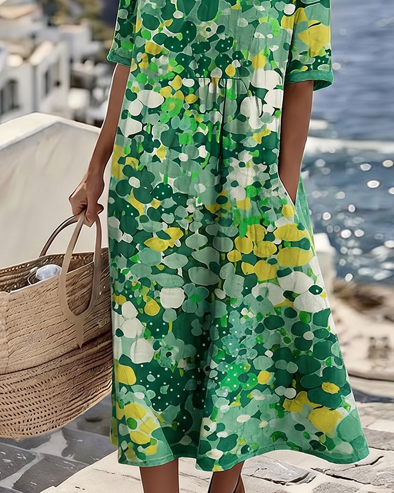 ELENA™ - ROBE MIDI D'ÉTÉ FLEURIE ÉLÉGANTE