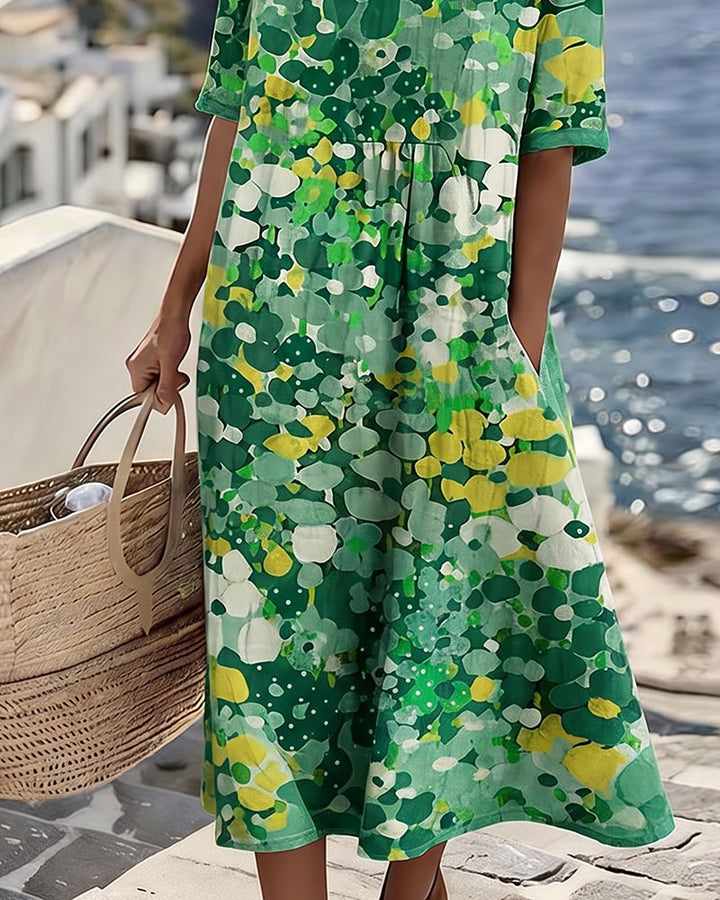 ELENA™ - ROBE MIDI D'ÉTÉ FLEURIE ÉLÉGANTE