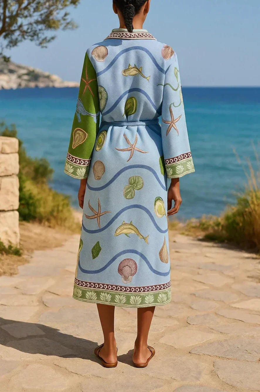 Sandra | Robe Chemise Midi Imprimée avec Ceinture
