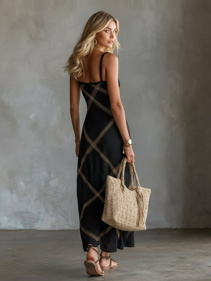 Vittoria – Robe Géométrique Noir Camel