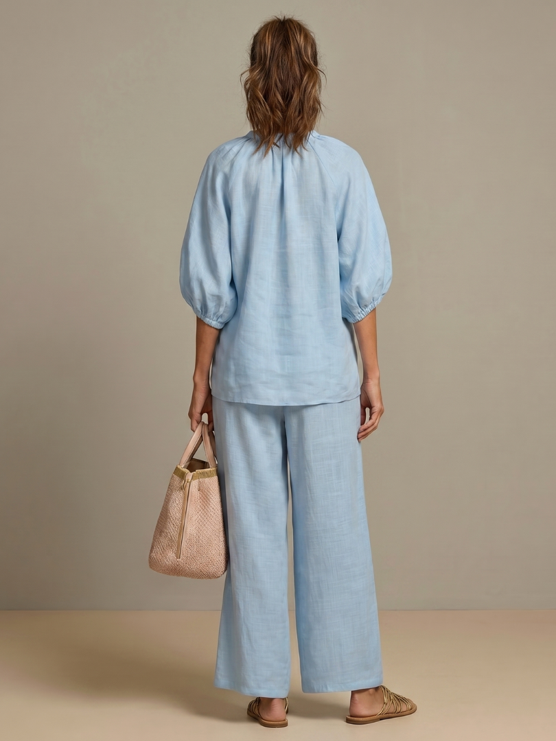 Natalia | Top Blouson avec Zip et Pantalon à Jambe Large