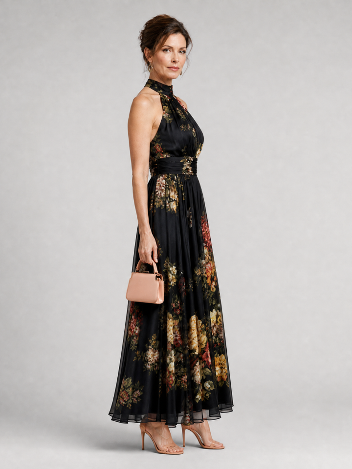 Sior - Robe midi dos nu à fleurs