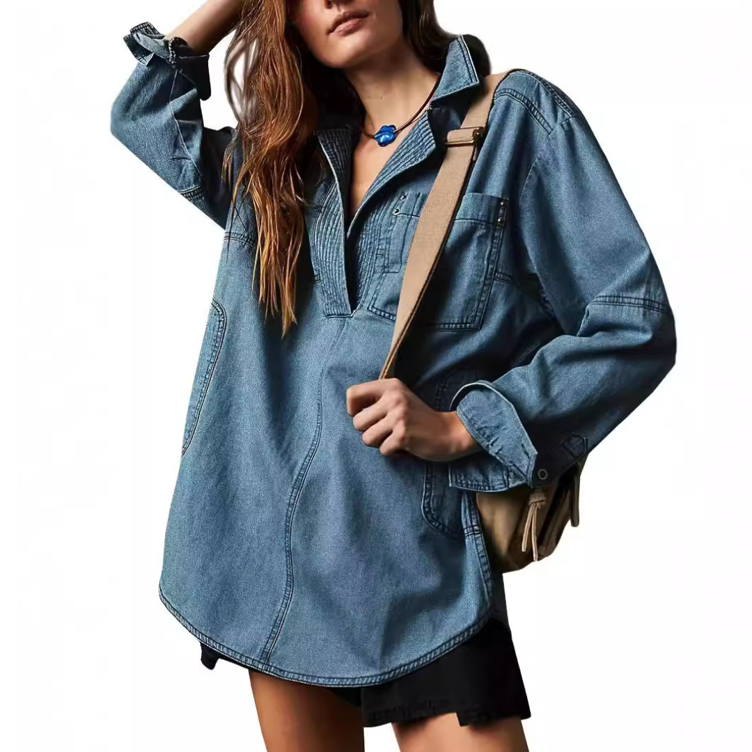 Emilia | Tunique Chic en Denim Col en V