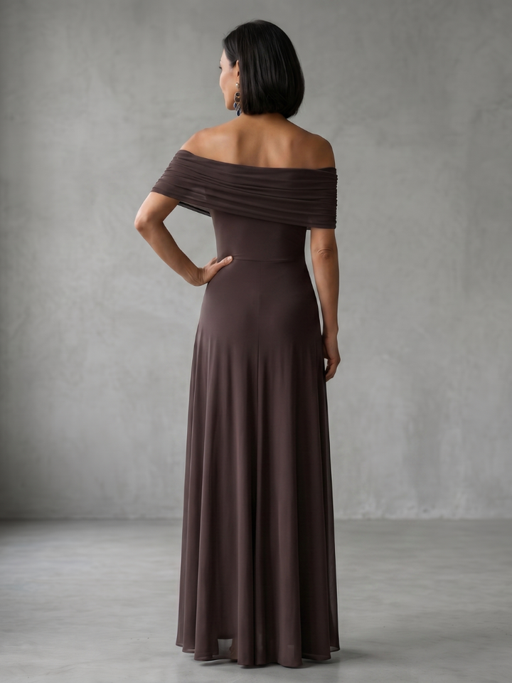 June | Robe Midi Drapée Épaules Dénudées