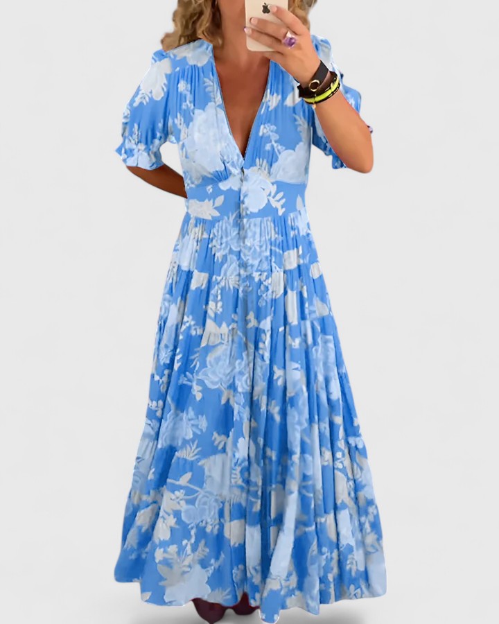 Miriam – Robe fleurie à col en V