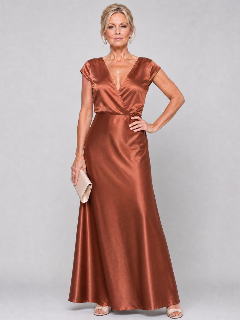Samouse | Robe Maxi Portefeuille À Manches Courtes