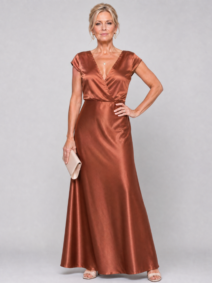 Samouse | Robe Maxi Portefeuille À Manches Courtes