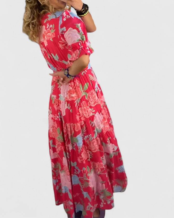Miriam – Robe fleurie à col en V