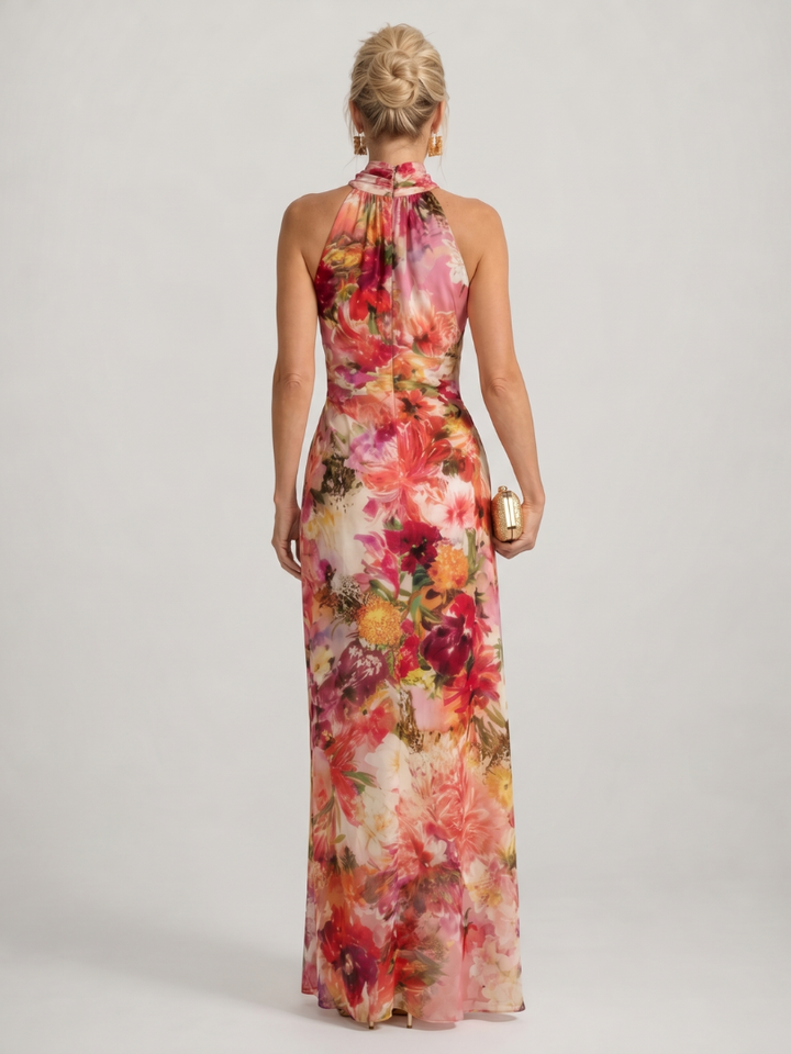 Elisabetta | Robe Maxi Halter à Imprimé Floral