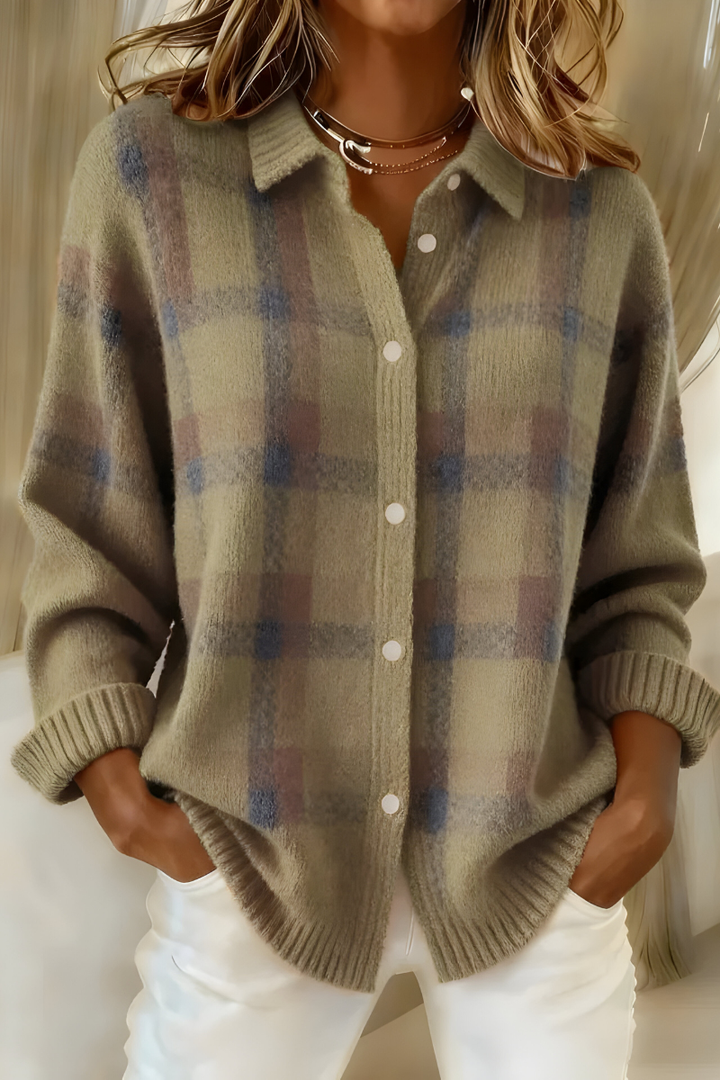 ANNA - CARDIGAN EN MAILLE À CARREAUX