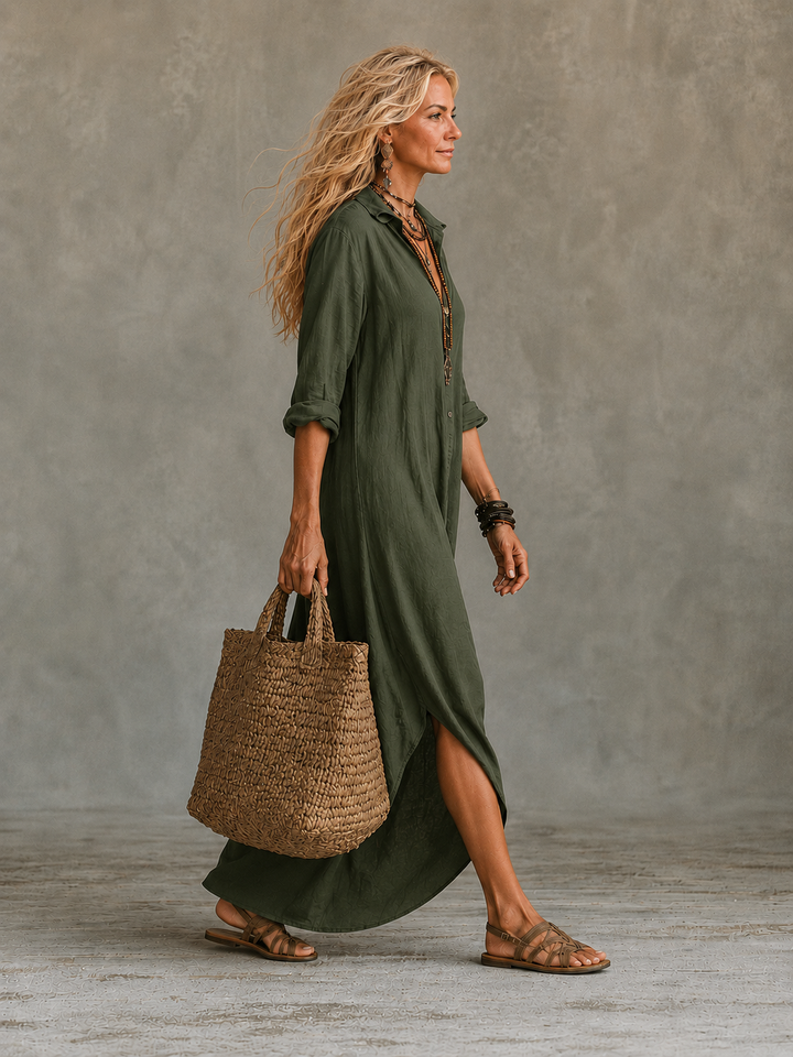 Vivienne | Robe maxi boutonnée