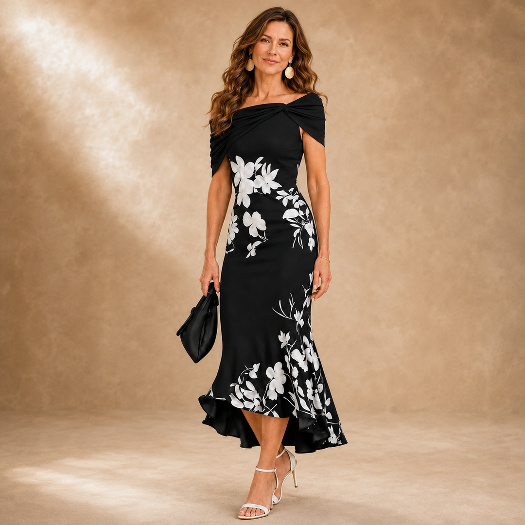 Flora | Robe midi fleurie sculptante