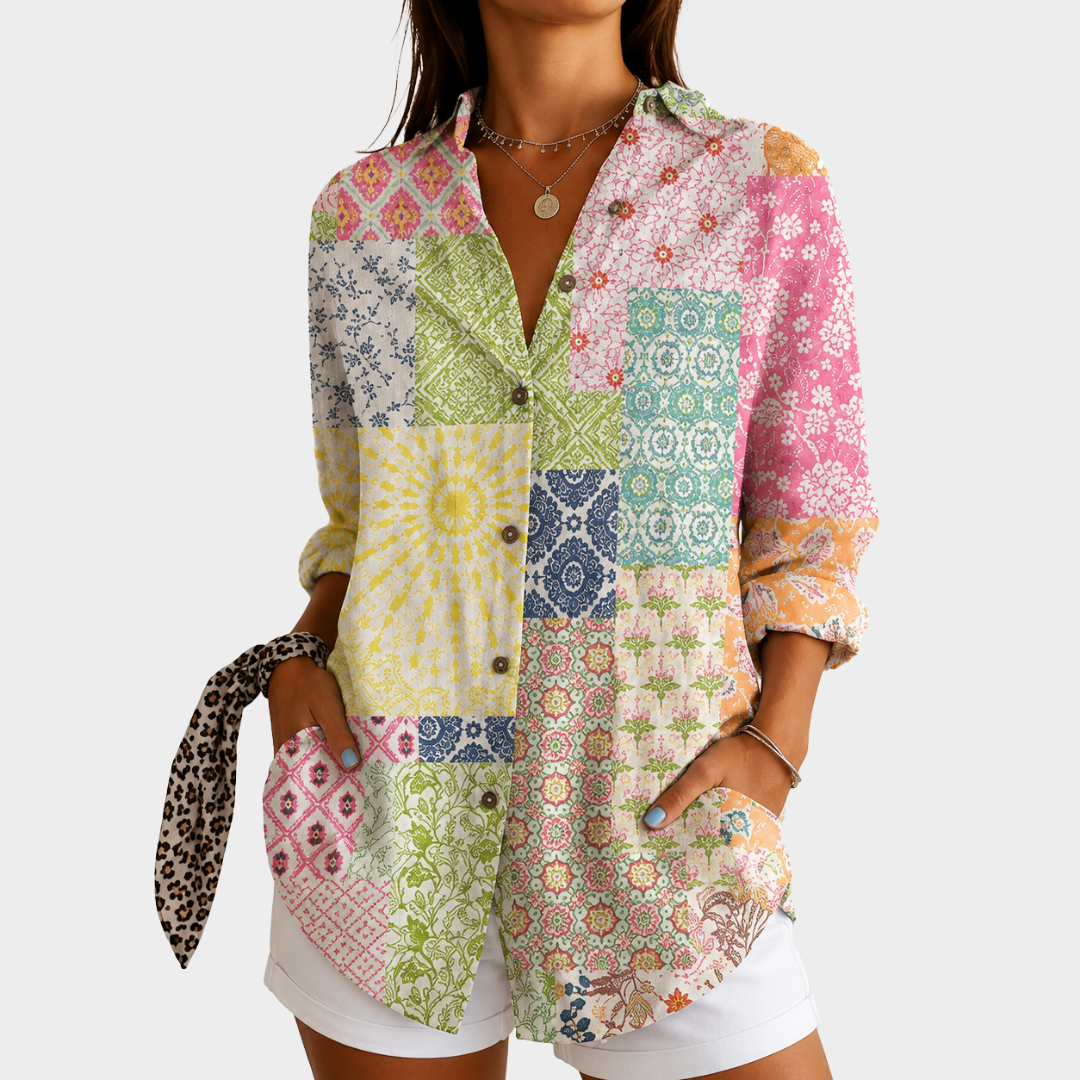Blouse Patchwork Jardin Ensoleillé