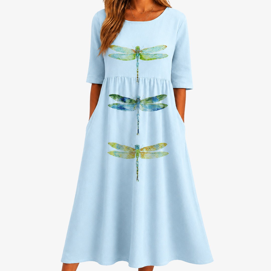 Robe Midi à Poches Sky Meadow Dragonfly
