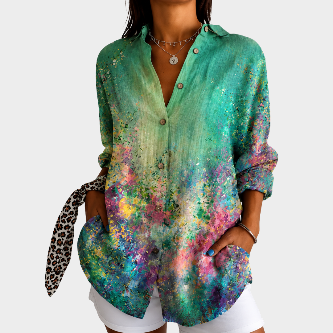Blouse Artistique Prairie Émeraude