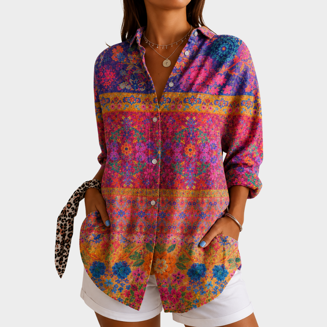Blouse Mosaïque de Jardin Vibrante