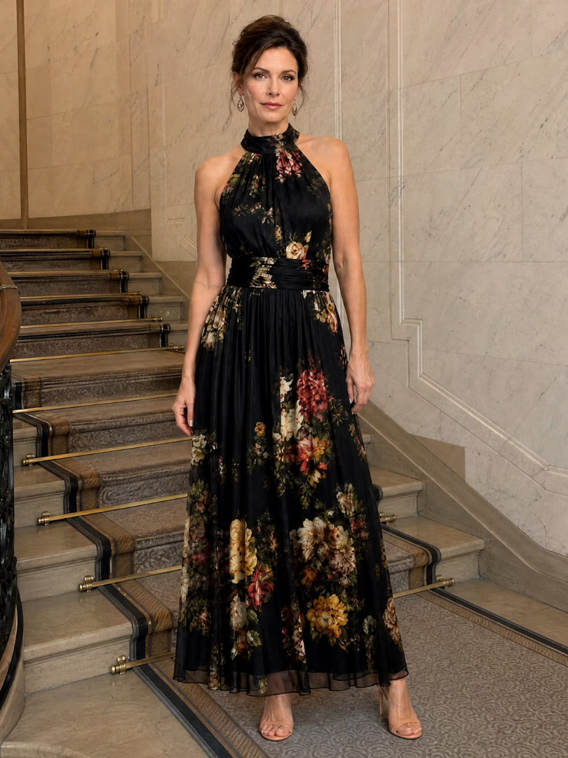 Sior - Robe midi dos nu à fleurs