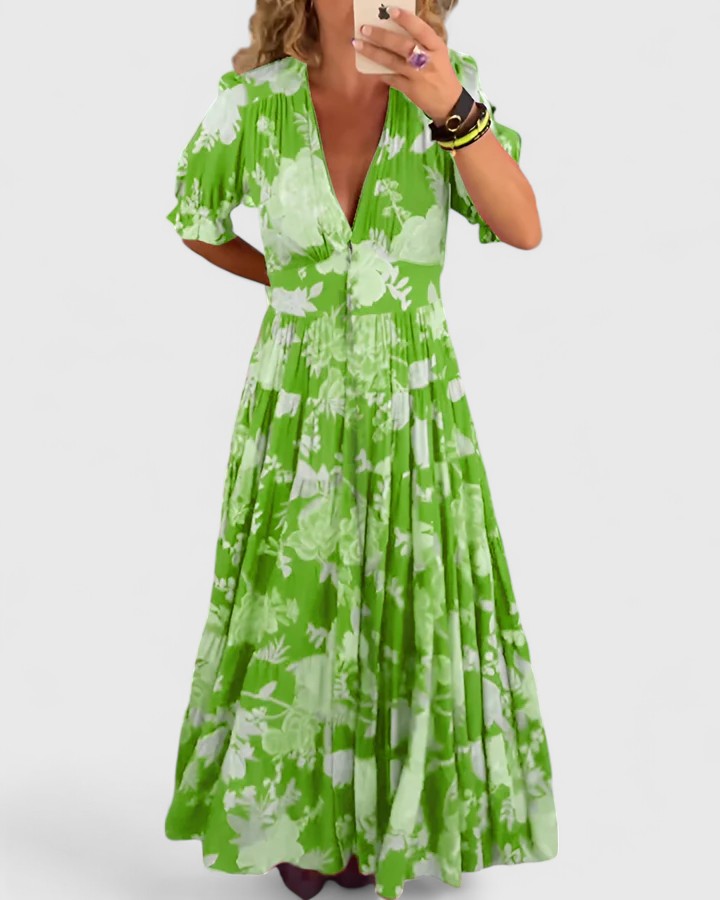 Miriam – Robe fleurie à col en V