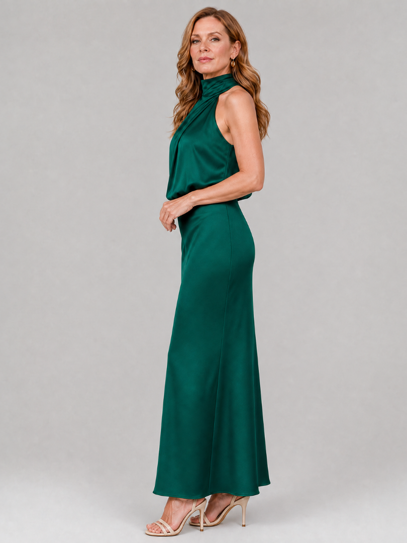 Nopal | Robe Midi Sans Manches Col Drapé