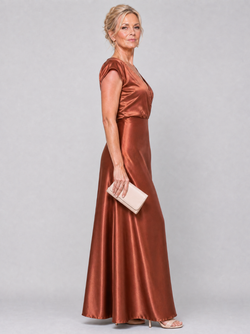 Samouse | Robe Maxi Portefeuille À Manches Courtes
