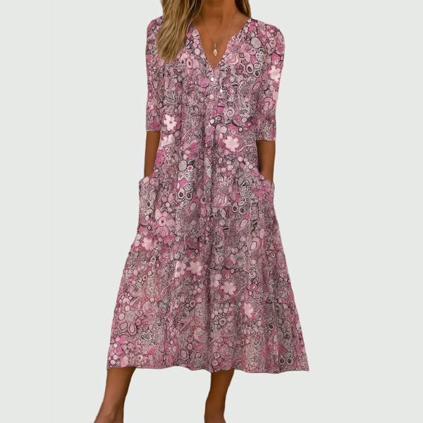 Evelyn | Robe Midi Gracieuse à Poches