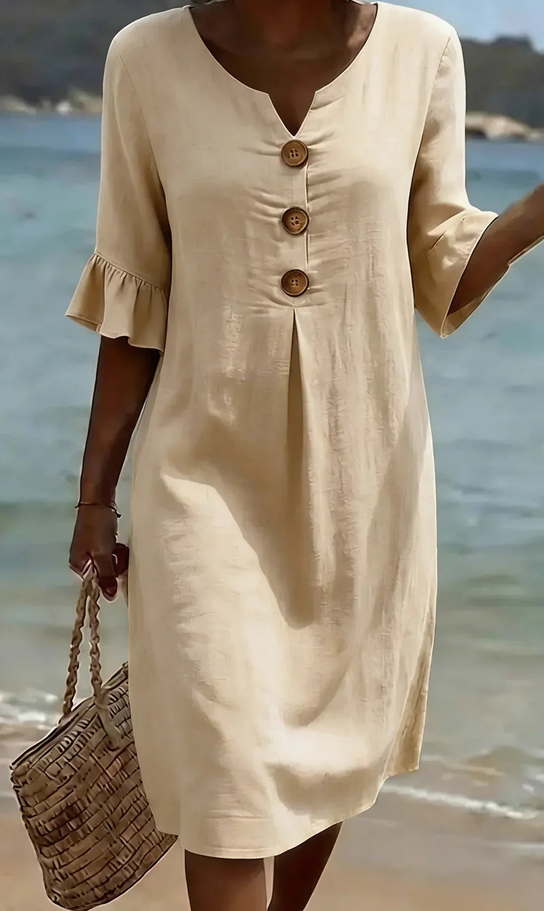 Vanesa™ | Robe Texturée à Manches Bouffantes et Boutons