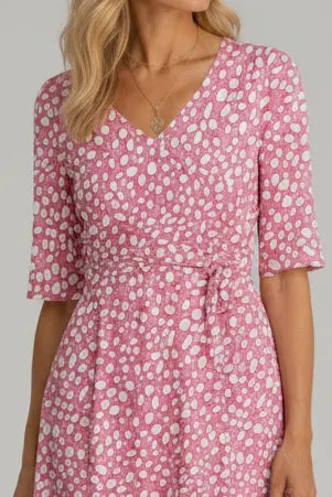 Annie | Robe Midi à Pois Élégante Effet Ventre Plat