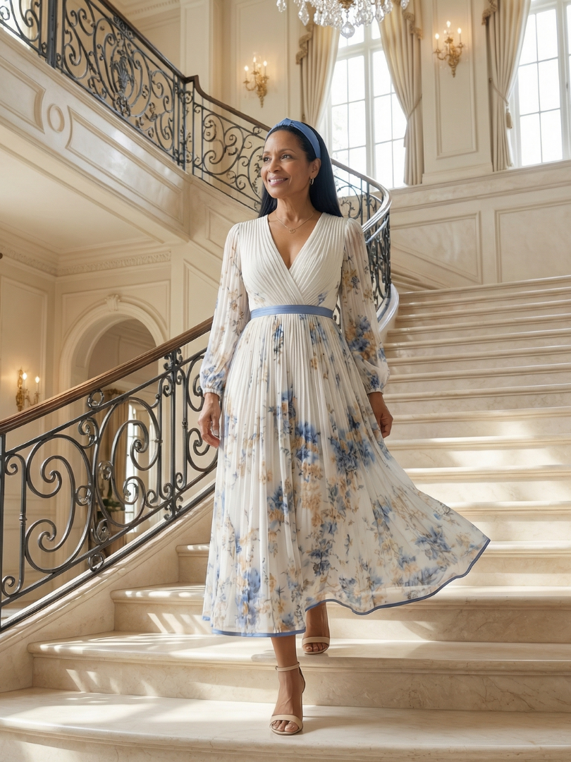 Rielle | Robe Midi Portefeuille Plissée