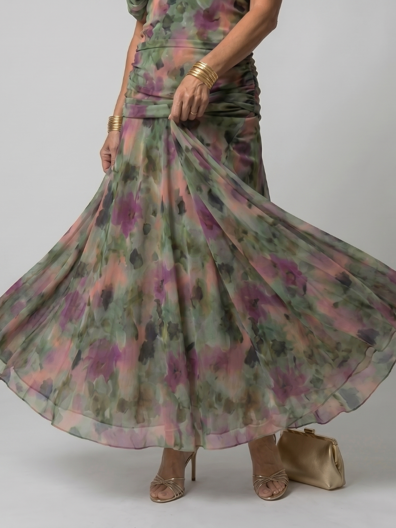 Calen | Robe Midi Fluide Épaules Dénudées